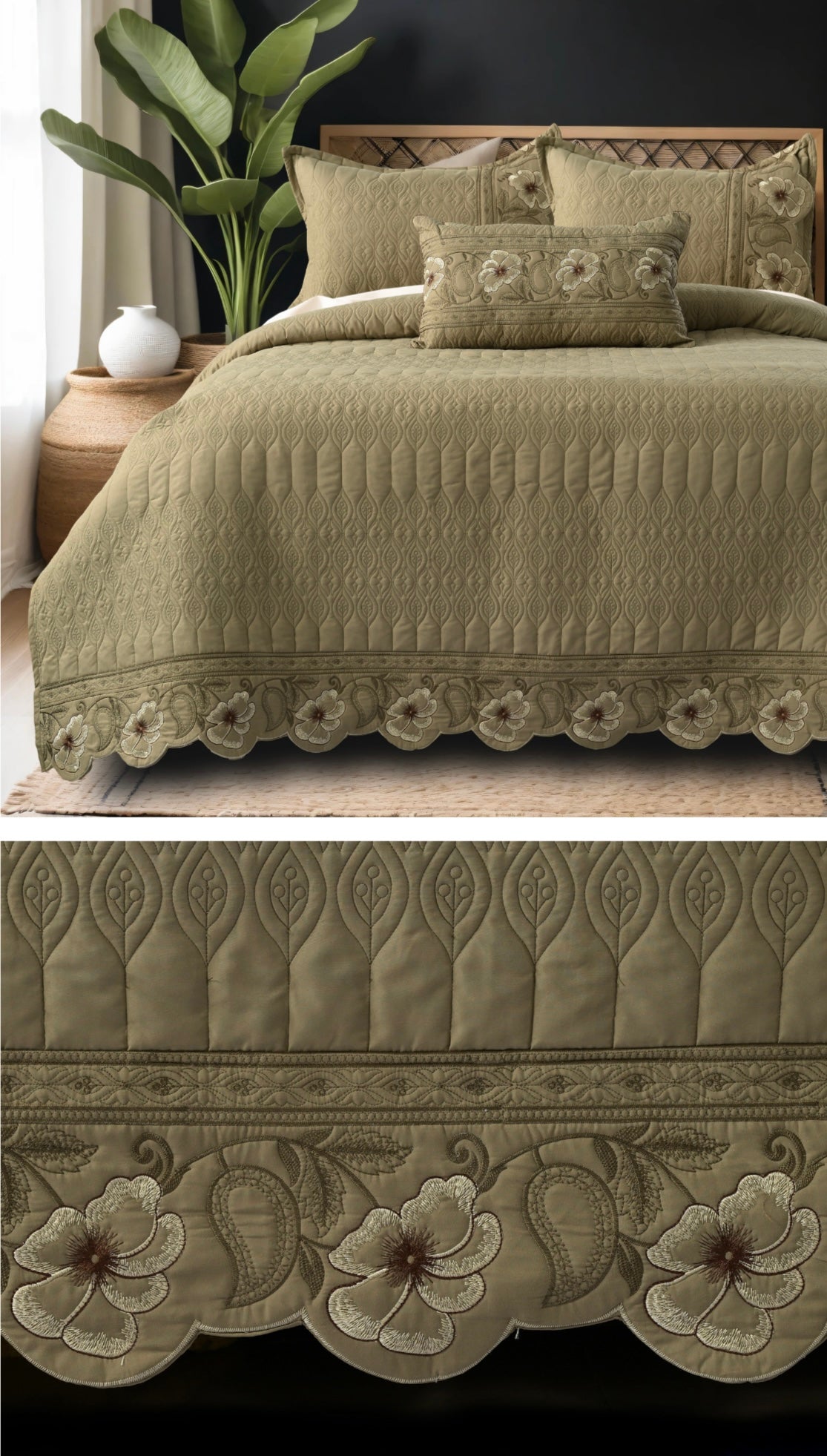 Luxury 5-Piece Bedsheet Set – Elegant Embroidered Collection (1year Guarantee)